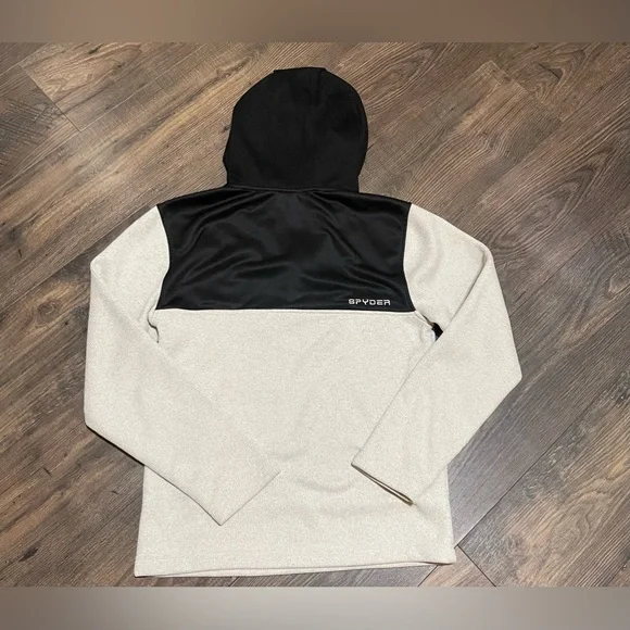 Spyder quarter zip two tone hoodie. Black/Oatmeal. Men’s large. - Picture 2 of 3